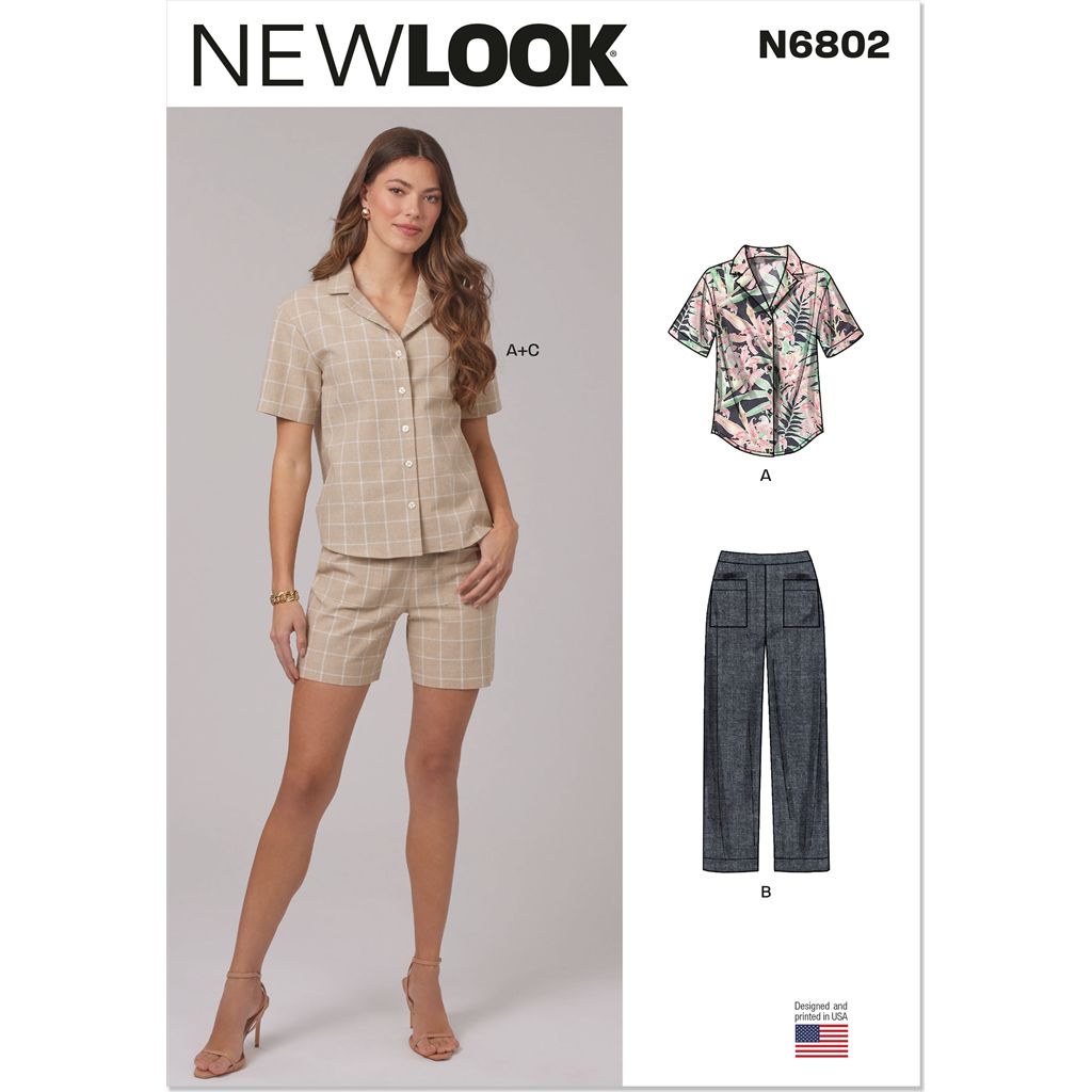 New Look Sewing Pattern N6802 Misses Shirt Pants and Shorts 6802 Image 1 From Patternsandplains.com