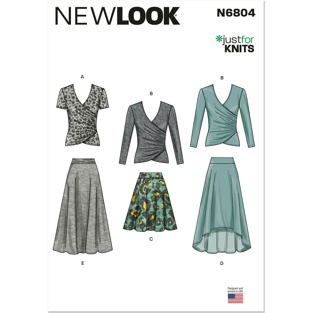 New Look Sewing Pattern N6804 Misses Knit Tops and Skirts 6804 Image 1 From Patternsandplains.com