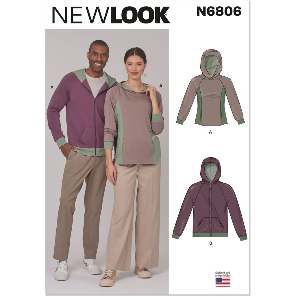 New Look Sewing Pattern N6806 Unisex Hoodies 6806 Image 1 From Patternsandplains.com