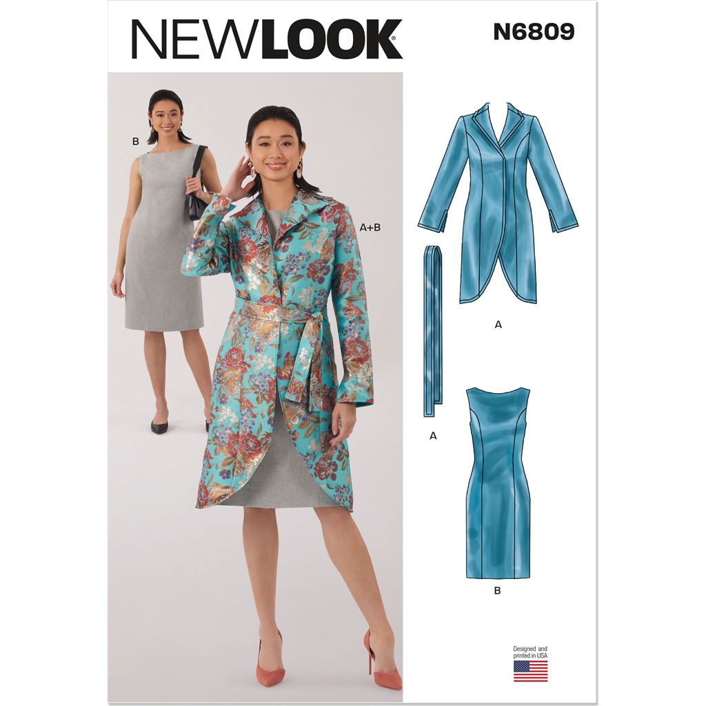 New Look Sewing Pattern N6809 Misses Jacket Belt and Dress with Petite Lines 6809 Image 1 From Patternsandplains.com