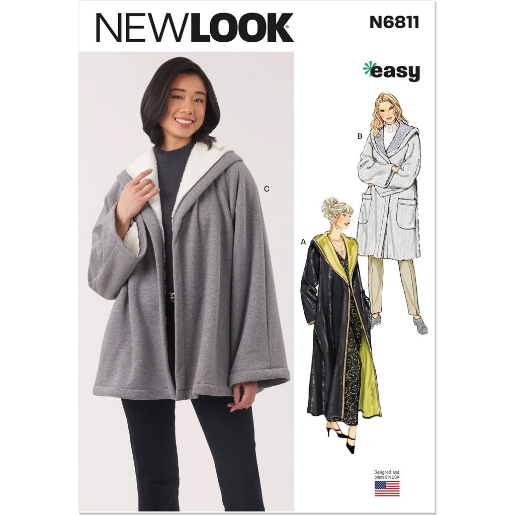New Look Sewing Pattern N6811 Misses Coat in Two Lengths and Jacket 6811 Image 1 From Patternsandplains.com