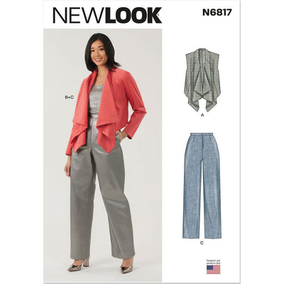New Look Sewing Pattern N6817 Misses Draped Front Vest Jacket and Pants 6817 Image 1 From Patternsandplains.com