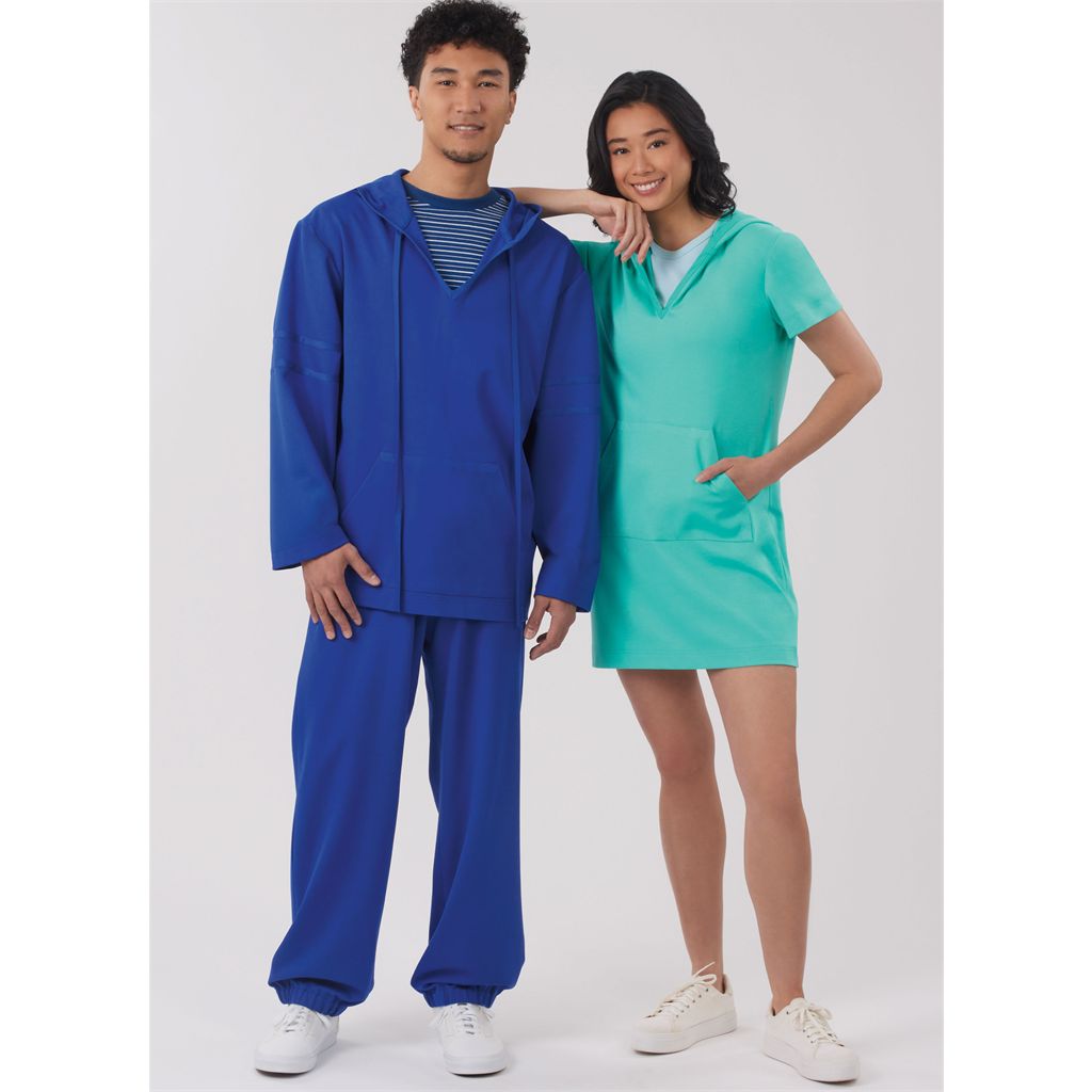 New Look Sewing Pattern N6818 Unisex Knit Hoodie and Pants and Misses Knit Dress 6818 Image 2 From Patternsandplains.com