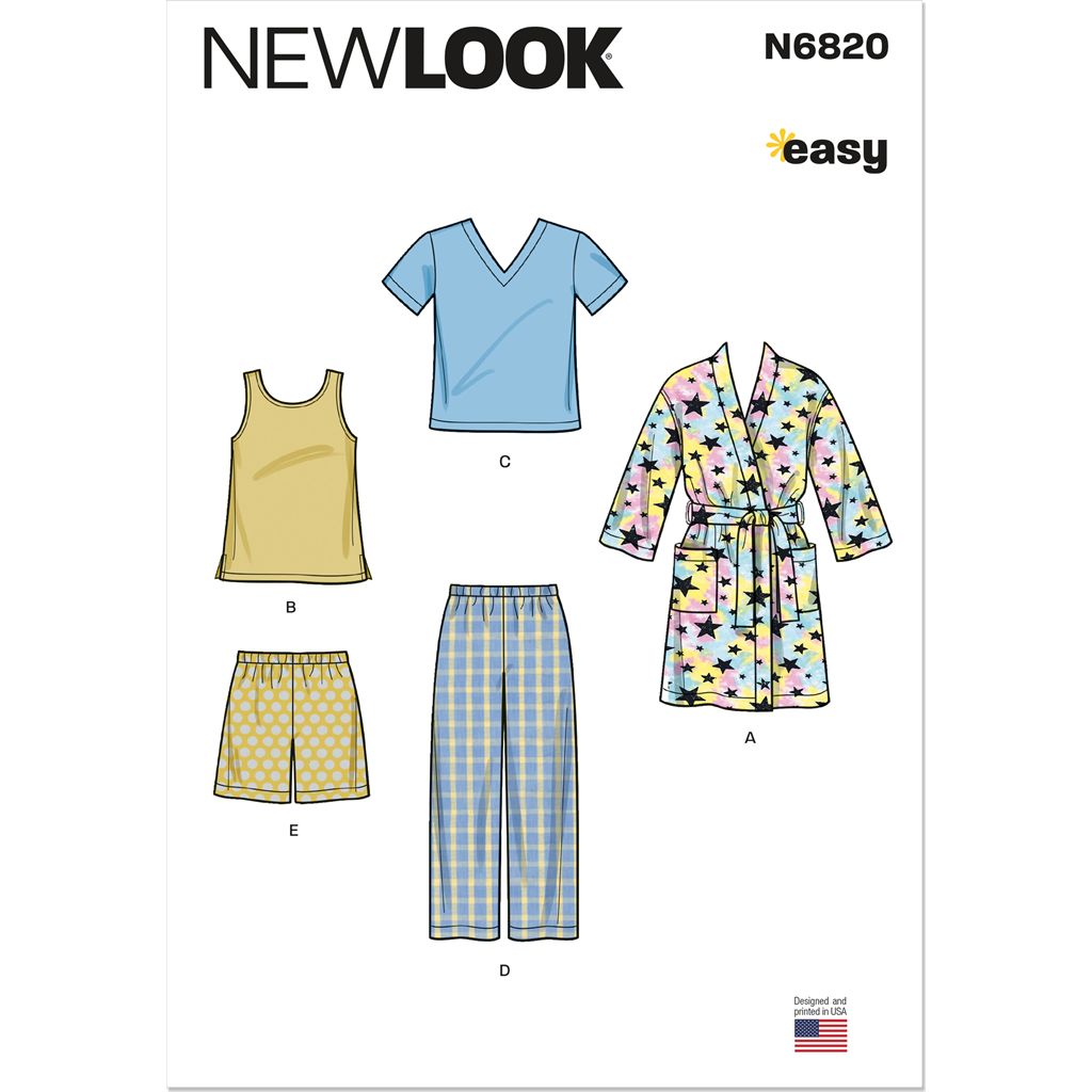 New Look Sewing Pattern N6820 Childrens Loungewear 6820 Image 1 From Patternsandplains.com