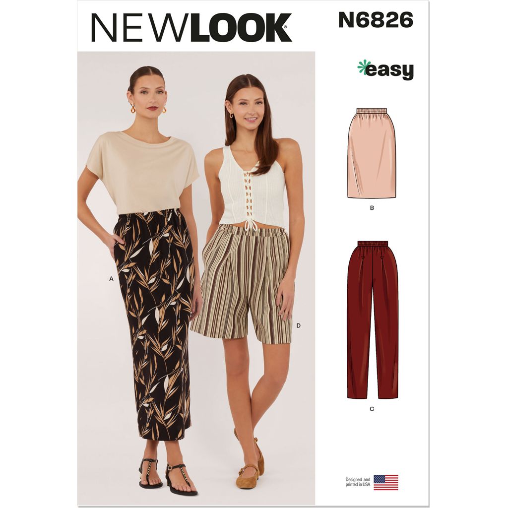 New Look Sewing Pattern N6826 Misses Skirts Pants and Shorts 6826 Image 1 From Patternsandplains.com