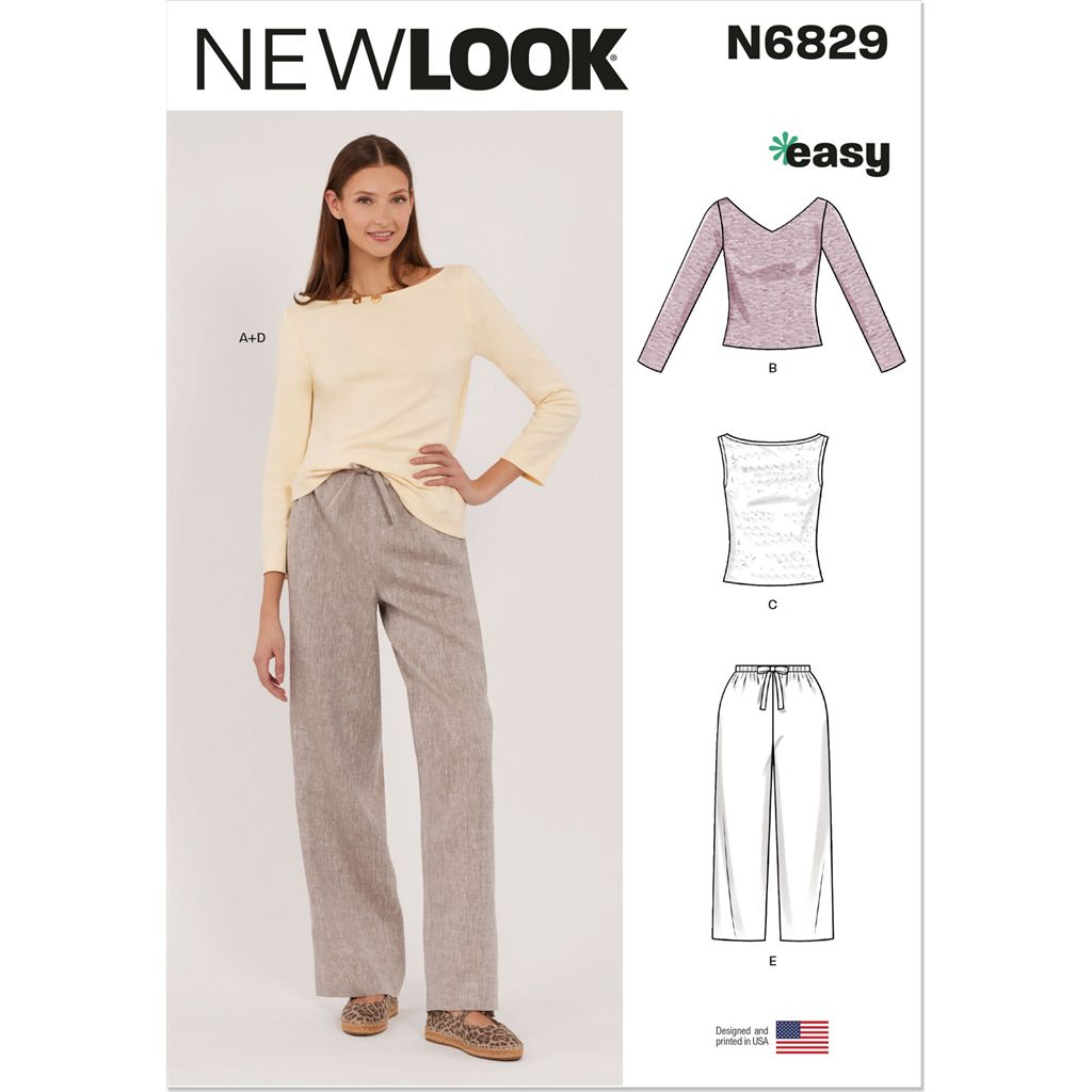 New Look Sewing Pattern N6829 Misses Pants in Two Lengths and Knit Tops 6829 Image 1 From Patternsandplains.com
