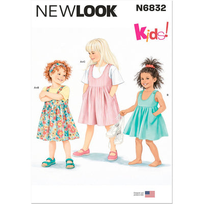 New Look Sewing Pattern N6832 Childrens Top Dress or Jumper and Romper 6832 Image 1 From Patternsandplains.com