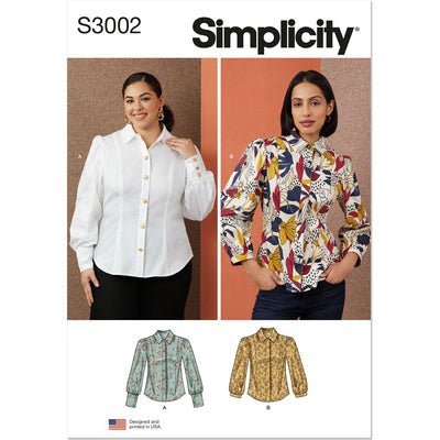 Simplicity Sewing Pattern S3002 Misses and Womens Blouses 3002 Image 1 From Patternsandplains.com