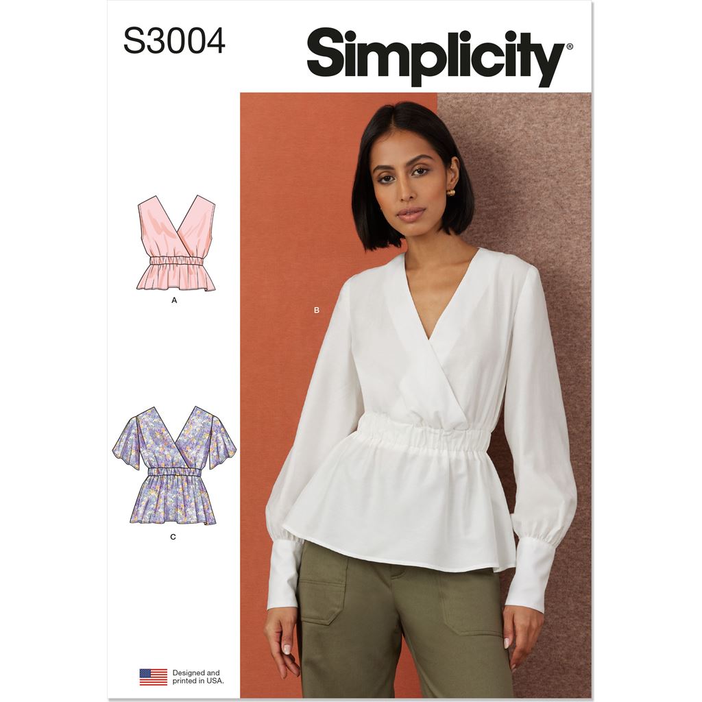 Simplicity Sewing Pattern S3004 Misses Top with Sleeve Variations 3004 Image 1 From Patternsandplains.com