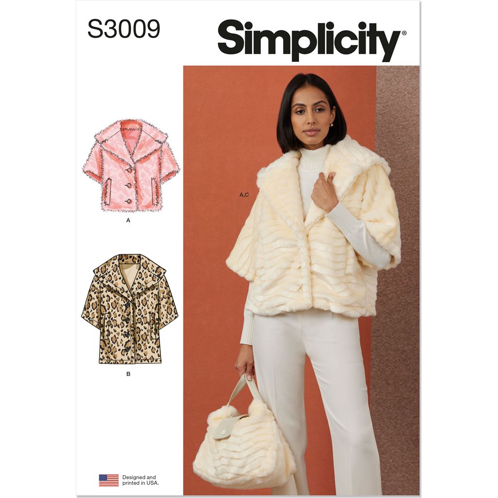 Simplicity Sewing Pattern S3009 Misses Jacket In Two Lengths and Bag 3009 Image 1 From Patternsandplains.com