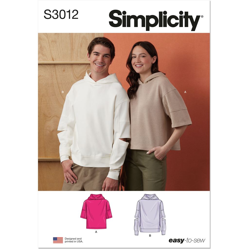 Simplicity Sewing Pattern S3012 Unisex Hoodies 3012 Image 1 From Patternsandplains.com