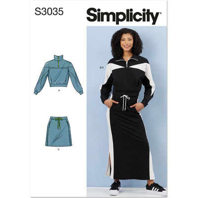 Simplicity Sewing Pattern S3035 Misses Knit Tops and Skirts 3035 Image 1 From Patternsandplains.com