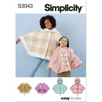 Simplicity Sewing Pattern S3043 Childrens and Girls Ponchos 3043 Image 1 From Patternsandplains.com