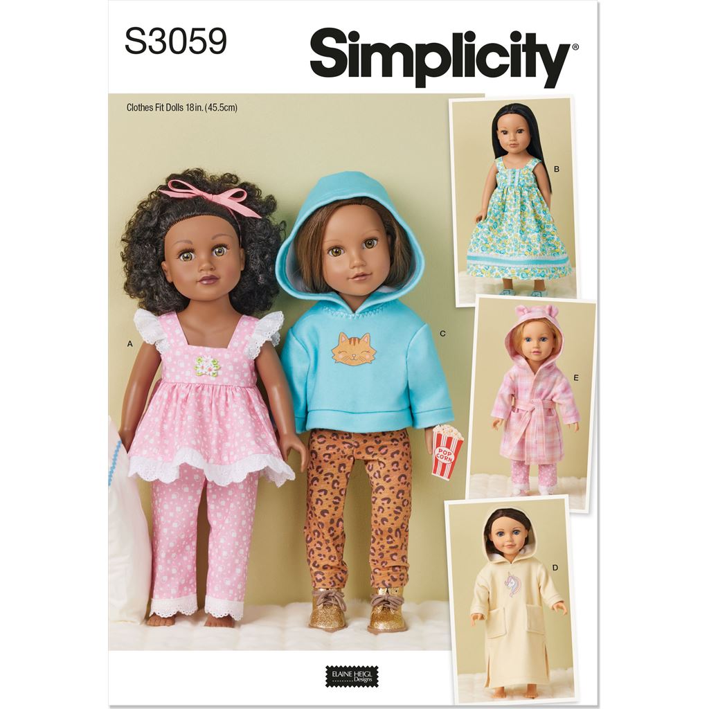 Simplicity Sewing Pattern S3059 18 Doll Clothes by Elaine Heigl Designs 3059 Image 1 From Patternsandplains.com