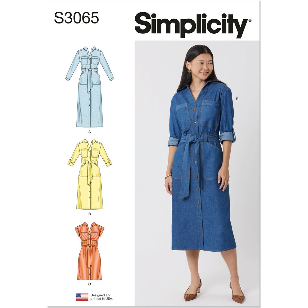 Simplicity Sewing Pattern S3065 Misses and Womens Dresses with Tie Belt 3065 Image 1 From Patternsandplains.com