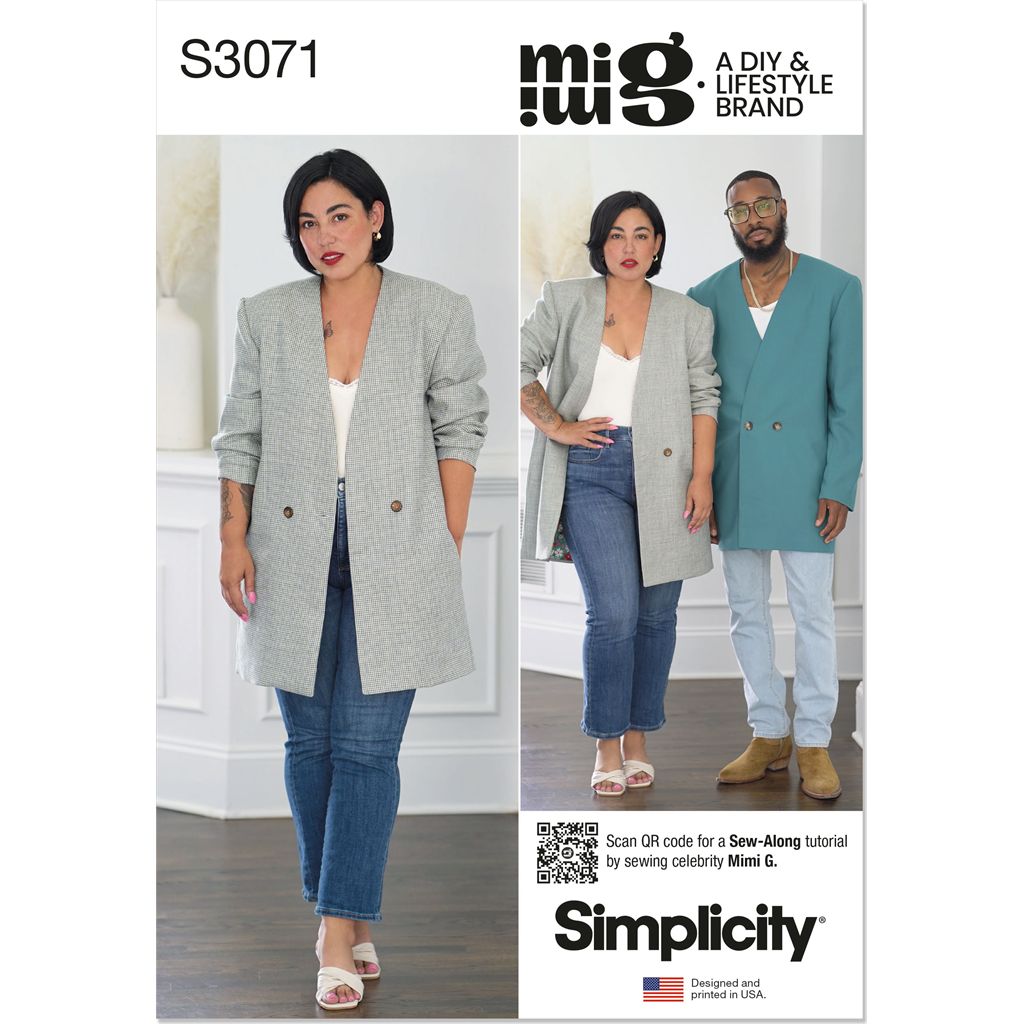 Simplicity Sewing Pattern S3071 Unisex Blazer by Mimi G Style 3071 Image 1 From Patternsandplains.com