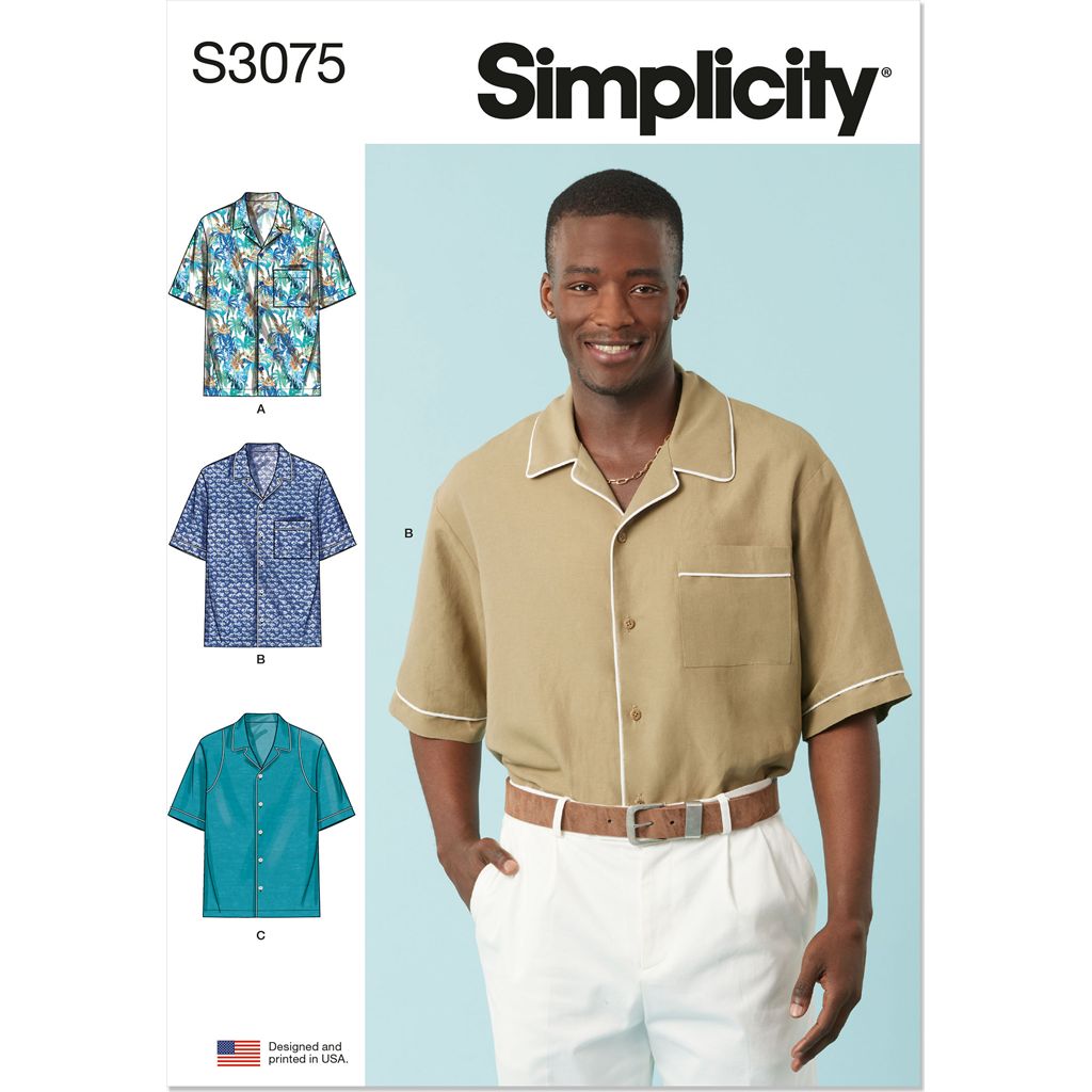 Simplicity Sewing Pattern S3075 Mens Shirts 3075 Image 1 From Patternsandplains.com
