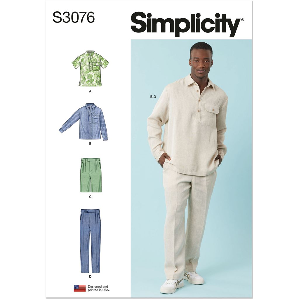 Simplicity Sewing Pattern S3076 Mens Tops Shorts and Pants 3076 Image 1 From Patternsandplains.com