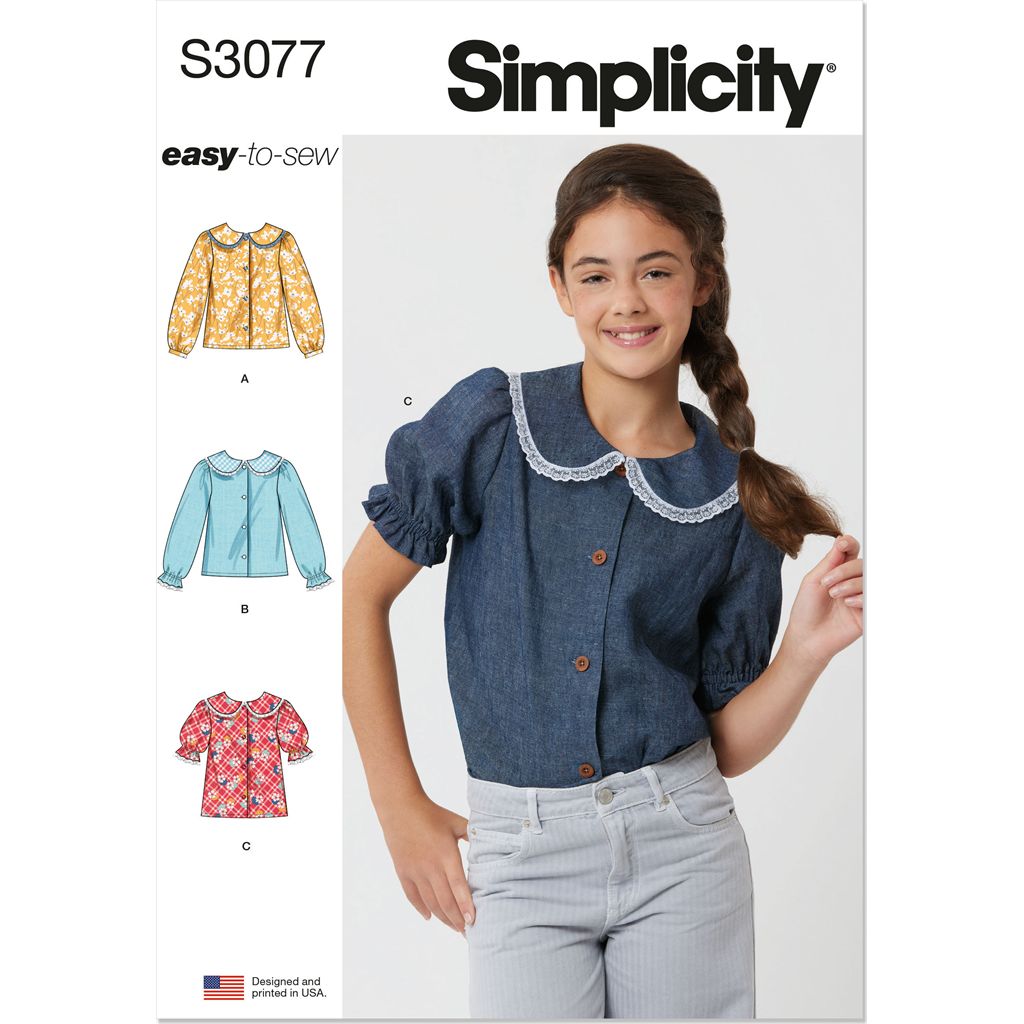 Simplicity Sewing Pattern S3077 Girls Tops 3077 Image 1 From Patternsandplains.com