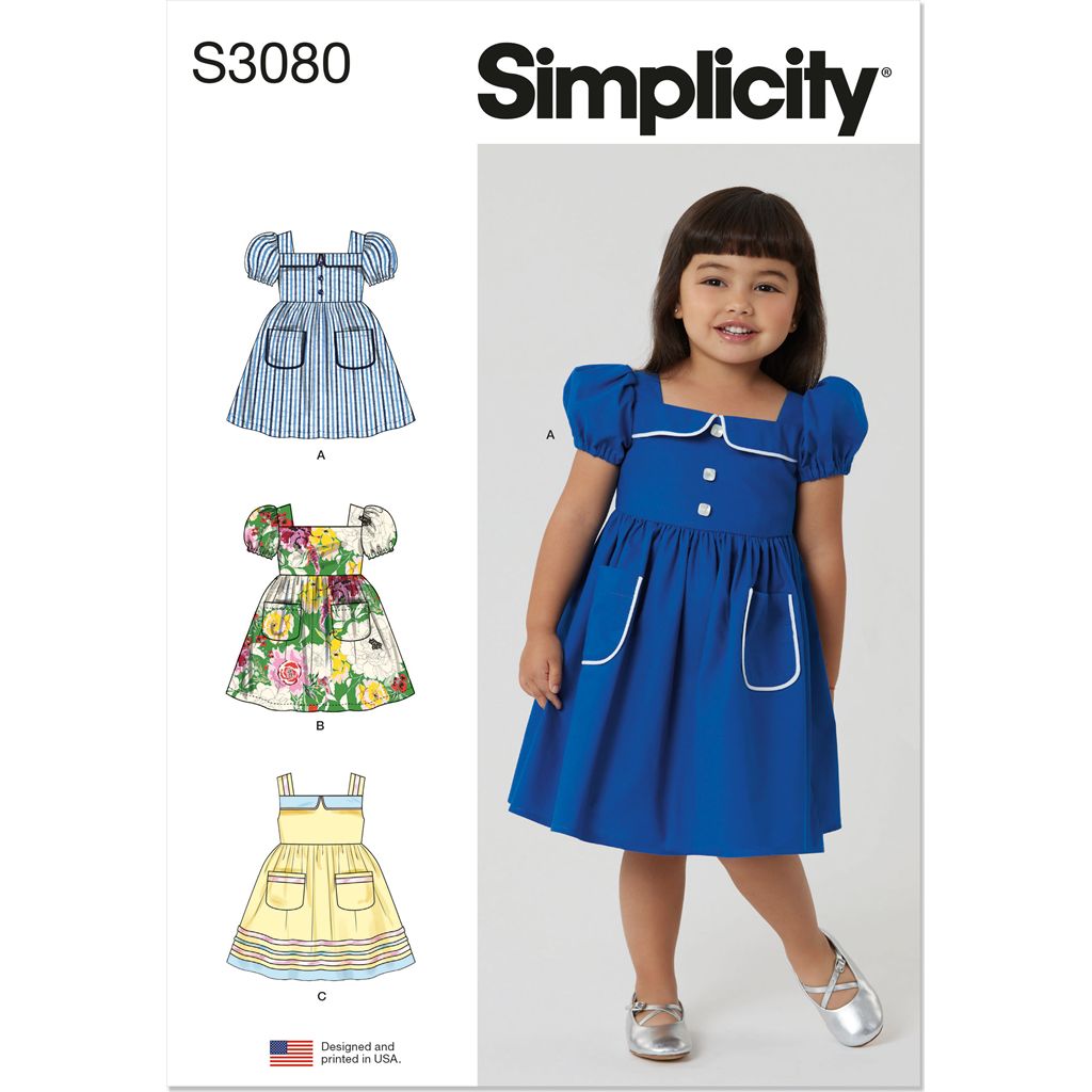 Simplicity Sewing Pattern S3080 Toddlers Dresses 3080 Image 1 From Patternsandplains.com
