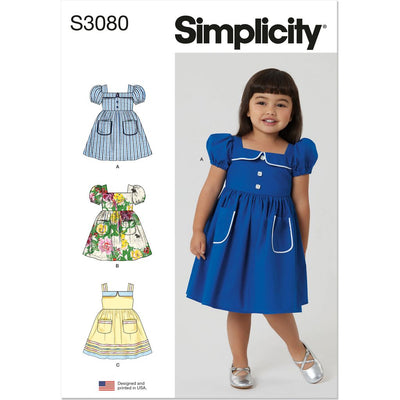 Simplicity Sewing Pattern S3080 Toddlers Dresses 3080 Image 1 From Patternsandplains.com