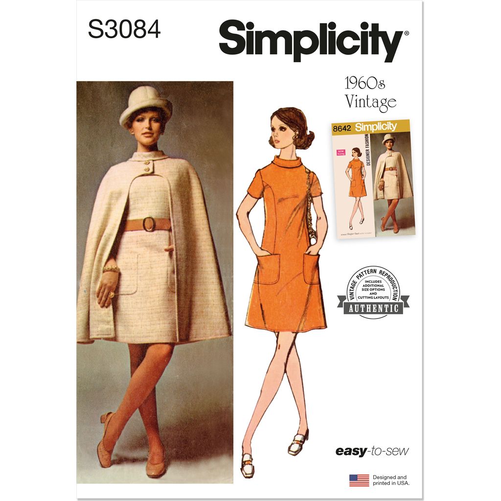 Simplicity Sewing Pattern S3084 Misses Cape and Dress 3084 Image 1 From Patternsandplains.com