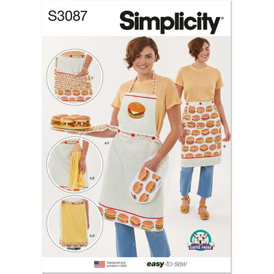 Simplicity Sewing Pattern S3087 Aprons in Sizes S M L and Kitchen Accessories by Carla Reiss 3087 Image 1 From Patternsandplains.com
