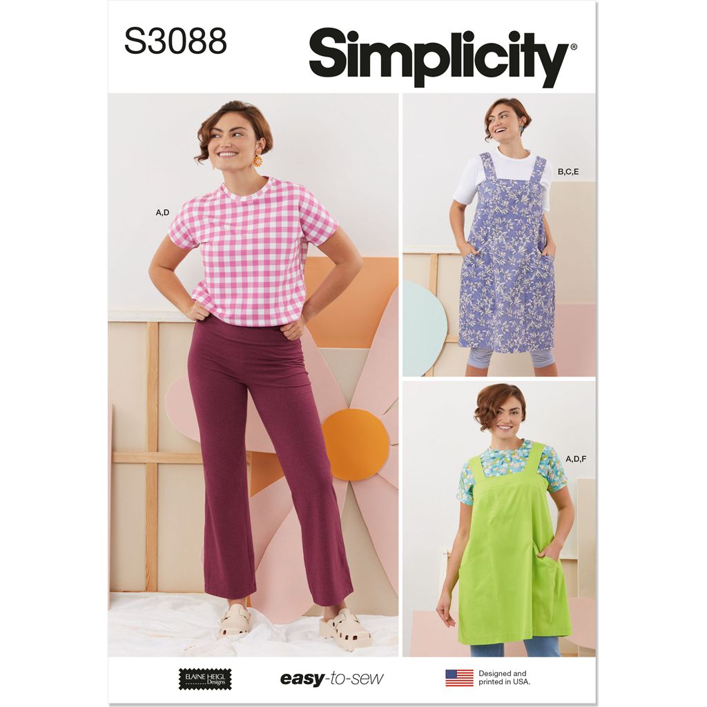 Simplicity Sewing Pattern S3088 Misses Tops Pants and Apron Dresses by Elaine Heigl Designs 3088 Image 1 From Patternsandplains.com