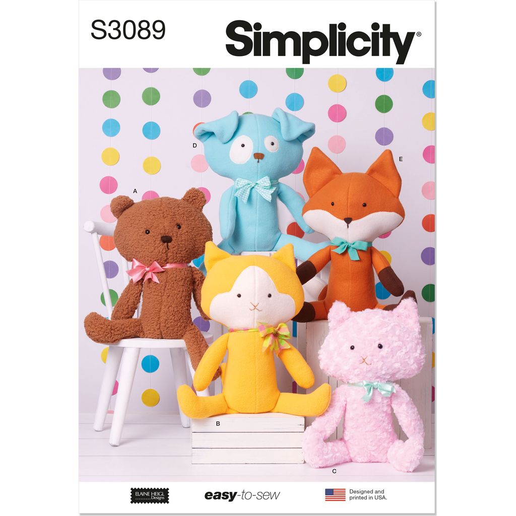 Simplicity Sewing Pattern S3089 Plush Pets by Elaine Heigl Designs 3089 Image 1 From Patternsandplains.com