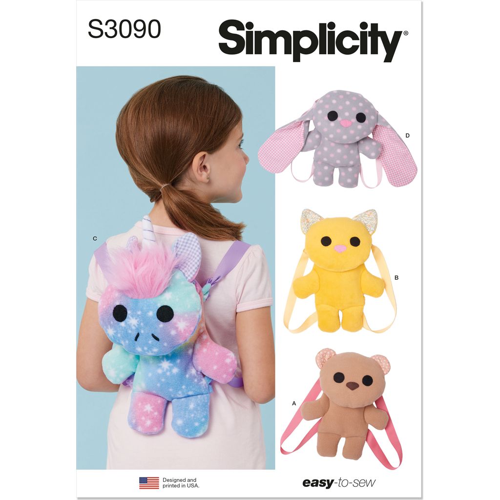 Simplicity Sewing Pattern S3090 Animal Mini Backpacks 3090 Image 1 From Patternsandplains.com