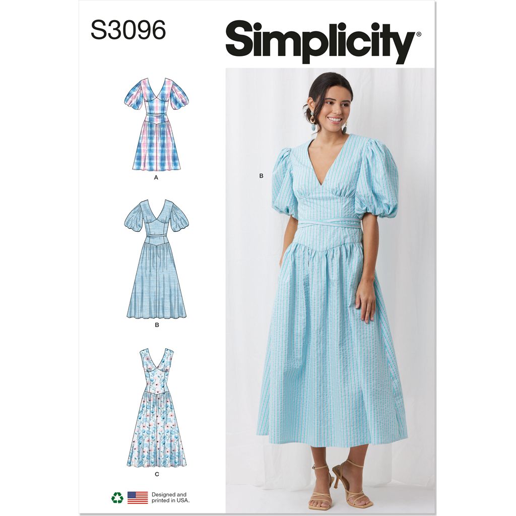 Simplicity Sewing Pattern S3096 Misses and Womens Dress with Length and Sleeve Variations 3096 Image 1 From Patternsandplains.com