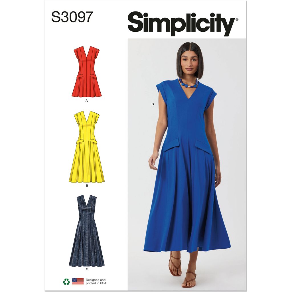Simplicity Sewing Pattern S3097 Misses Dress with Length and Sleeve Variations 3097 Image 1 From Patternsandplains.com