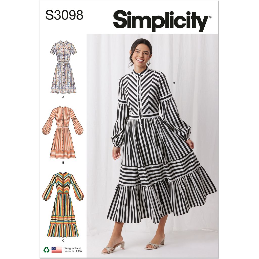 Simplicity Sewing Pattern S3098 Misses Dress with Sleeve and Length Variations 3098 Image 1 From Patternsandplains.com