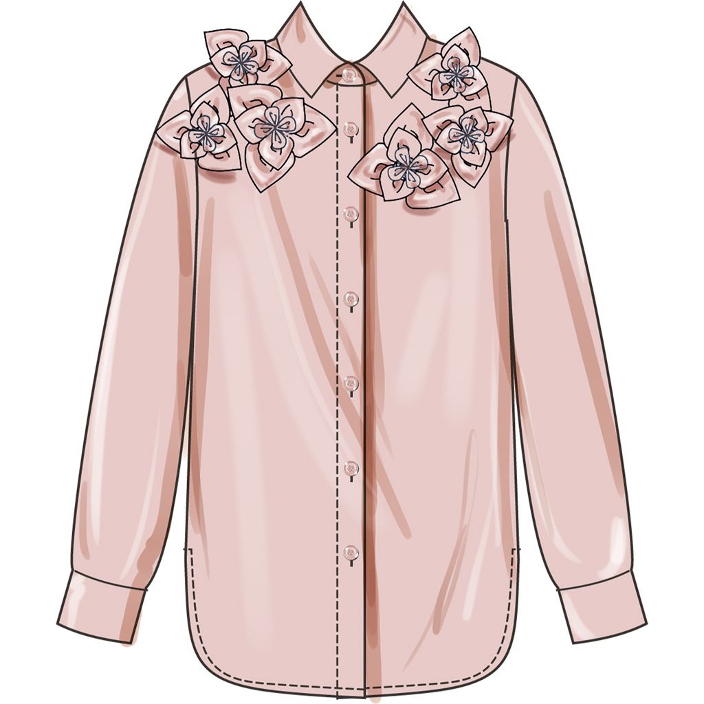 Simplicity Sewing Pattern S3101 Misses Shirt with Detachable 3D Flowers 3101 Image 4 From Patternsandplains.com