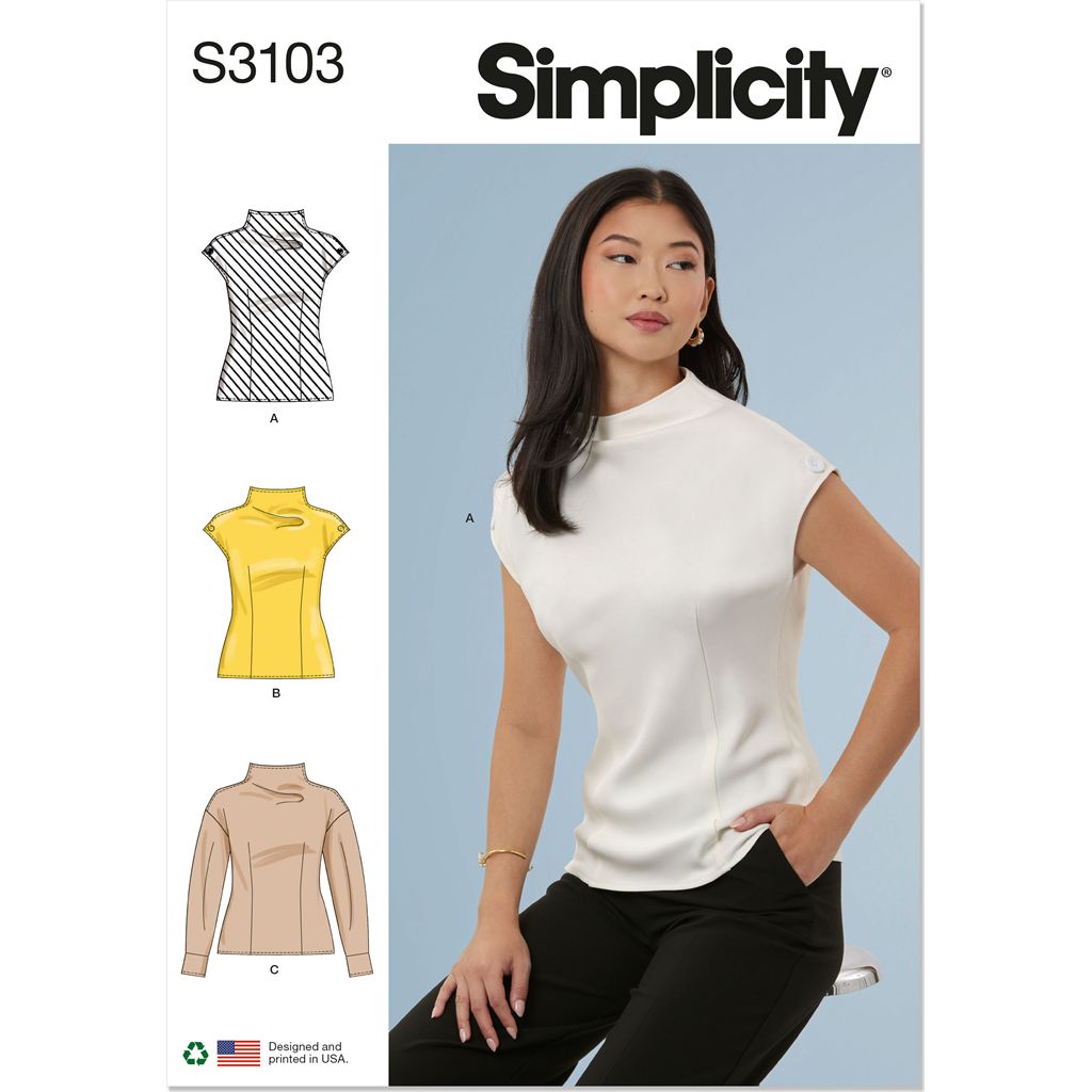 Simplicity Sewing Pattern S3103 Misses Top with Sleeve Variations 3103 Image 1 From Patternsandplains.com