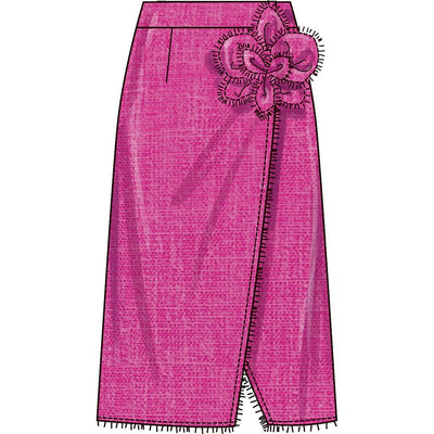 Simplicity Sewing Pattern S3104 Misses Wrap Skirts with Detachable 3D Flower 3104 Image 4 From Patternsandplains.com