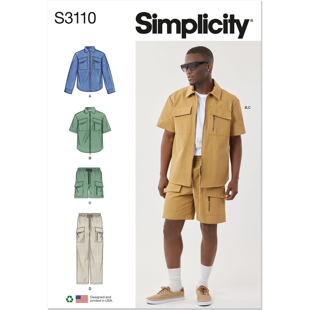 Simplicity Sewing Pattern S3110 Mens Shirts Shorts and Pants 3110 Image 1 From Patternsandplains.com