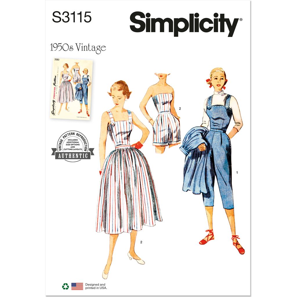 Simplicity Sewing Pattern S3115 Misses Two Piece Play Suit in Two Lengths and Skirt 3115 Image 1 From Patternsandplains.com