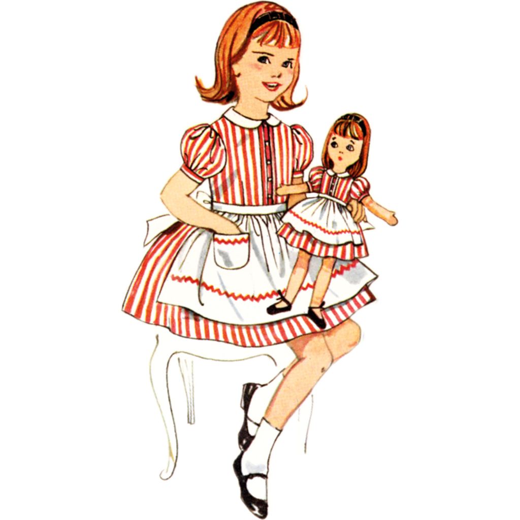 Simplicity Sewing Pattern S3117 Childrens Dress and Apron Doll and Dolls Dress and Apron 3117 Image 2 From Patternsandplains.com