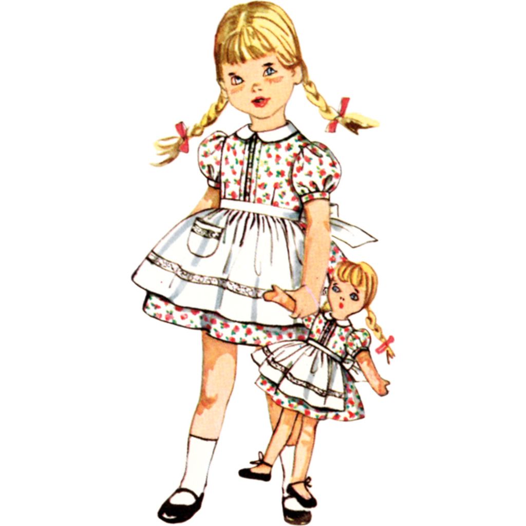 Simplicity Sewing Pattern S3117 Childrens Dress and Apron Doll and Dolls Dress and Apron 3117 Image 4 From Patternsandplains.com