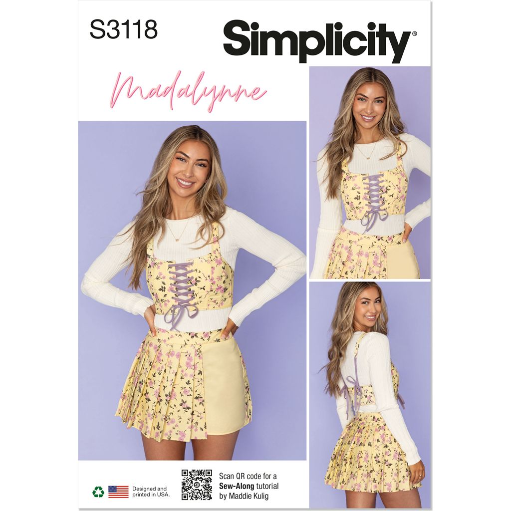 Simplicity Sewing Pattern S3118 Misses Cropped Corset and Skort by Madalynne Madalynne Intimates 3118 Image 1 From Patternsandplains.com