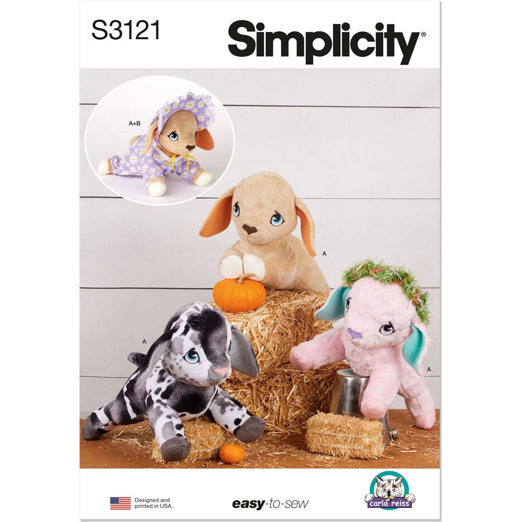 Simplicity Sewing Pattern S3121 Baby Goat Plushy and Accessories by Carla Reiss 3121 Image 1 From Patternsandplains.com