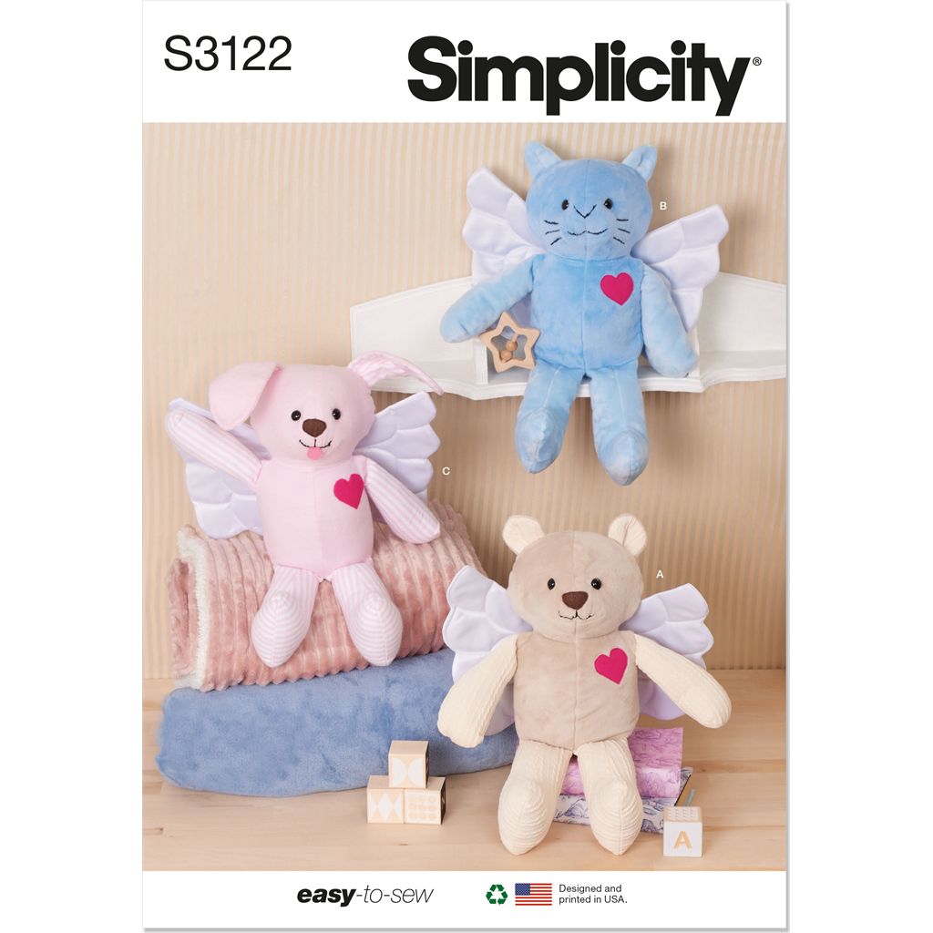 Simplicity Sewing Pattern S3122 Memory Plush Animals with Wings 3122 Image 1 From Patternsandplains.com