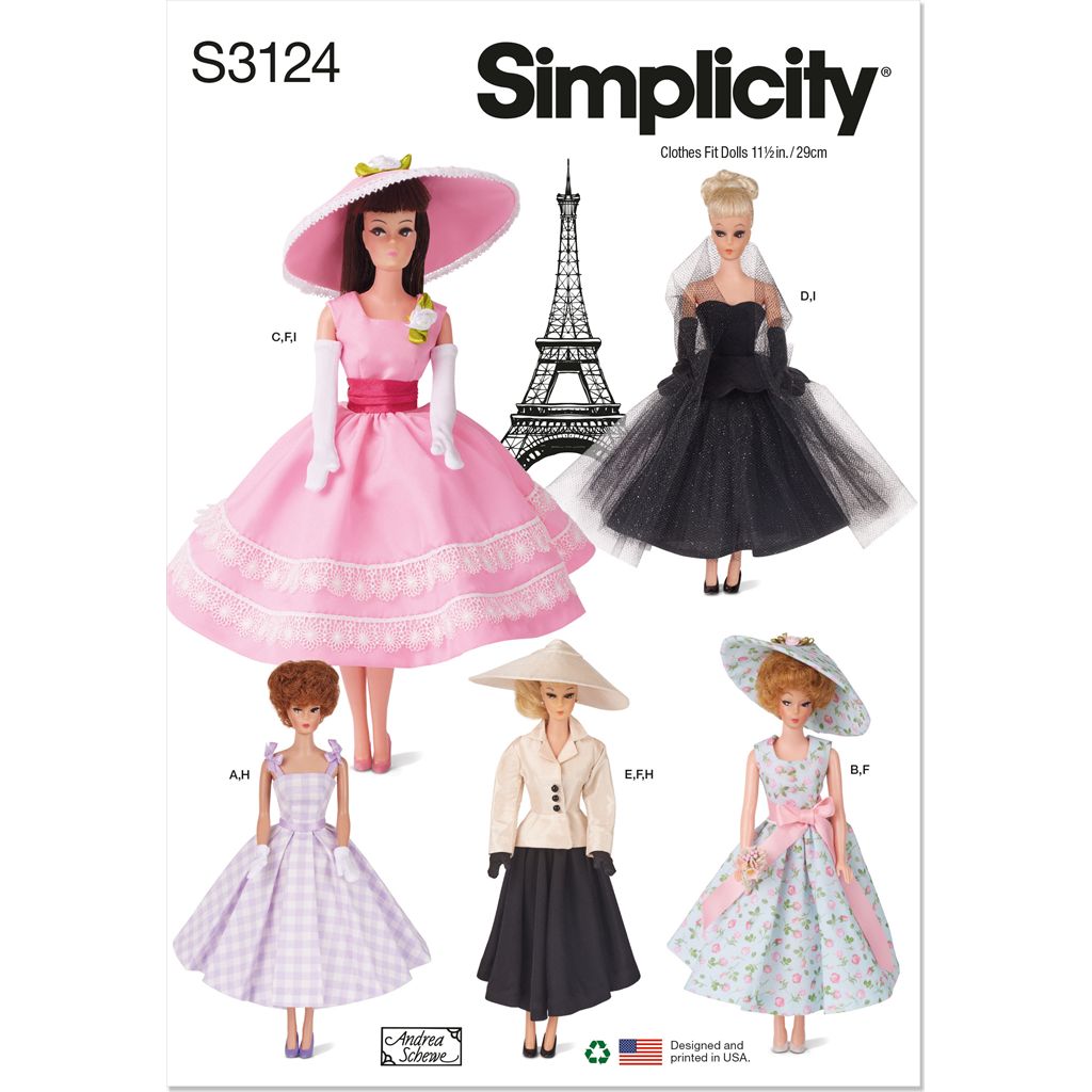 Simplicity Sewing Pattern S3124 11 1 2 Fashion Doll Clothes by Andrea Schewe 3124 Image 1 From Patternsandplains.com