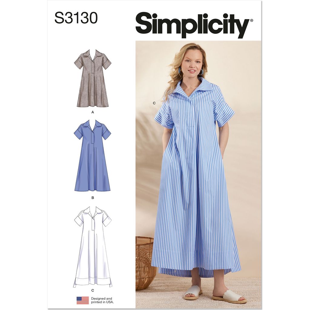 Simplicity Sewing Pattern S3130 Misses Collared Dress in Three Lengths 3130 Image 1 From Patternsandplains.com