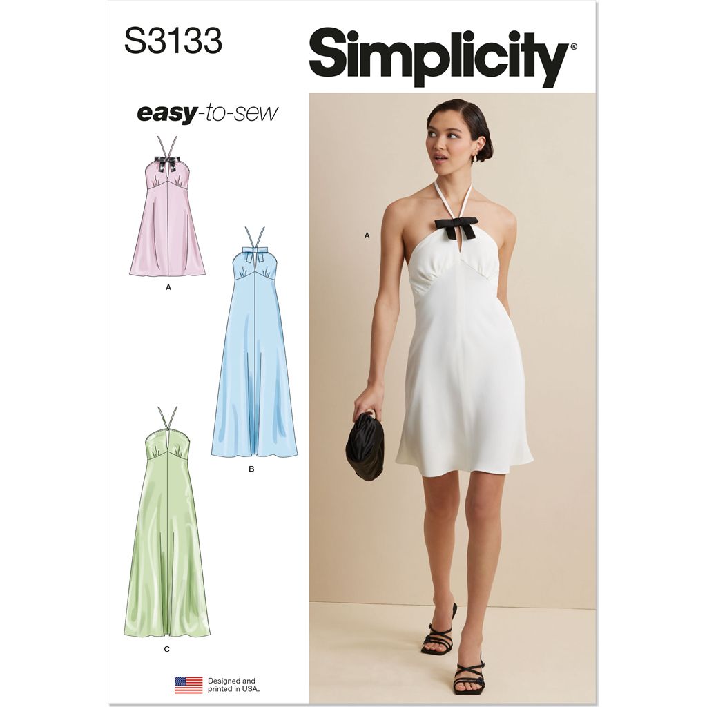 Simplicity Sewing Pattern S3133 Misses Halter Dress in Two Lengths 3133 Image 1 From Patternsandplains.com