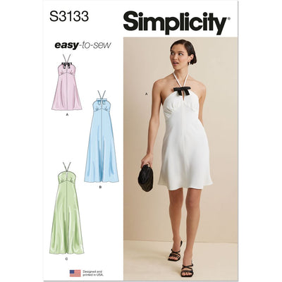 Simplicity Sewing Pattern S3133 Misses Halter Dress in Two Lengths 3133 Image 1 From Patternsandplains.com
