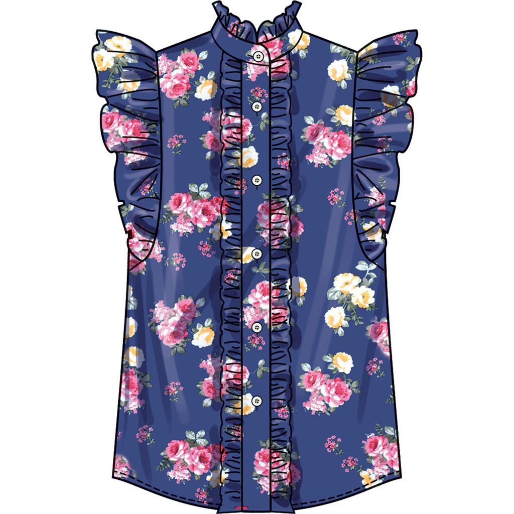 Simplicity Sewing Pattern S3134 Misses Ruffled Button Front Top with Sleeve Variations 3134 Image 3 From Patternsandplains.com