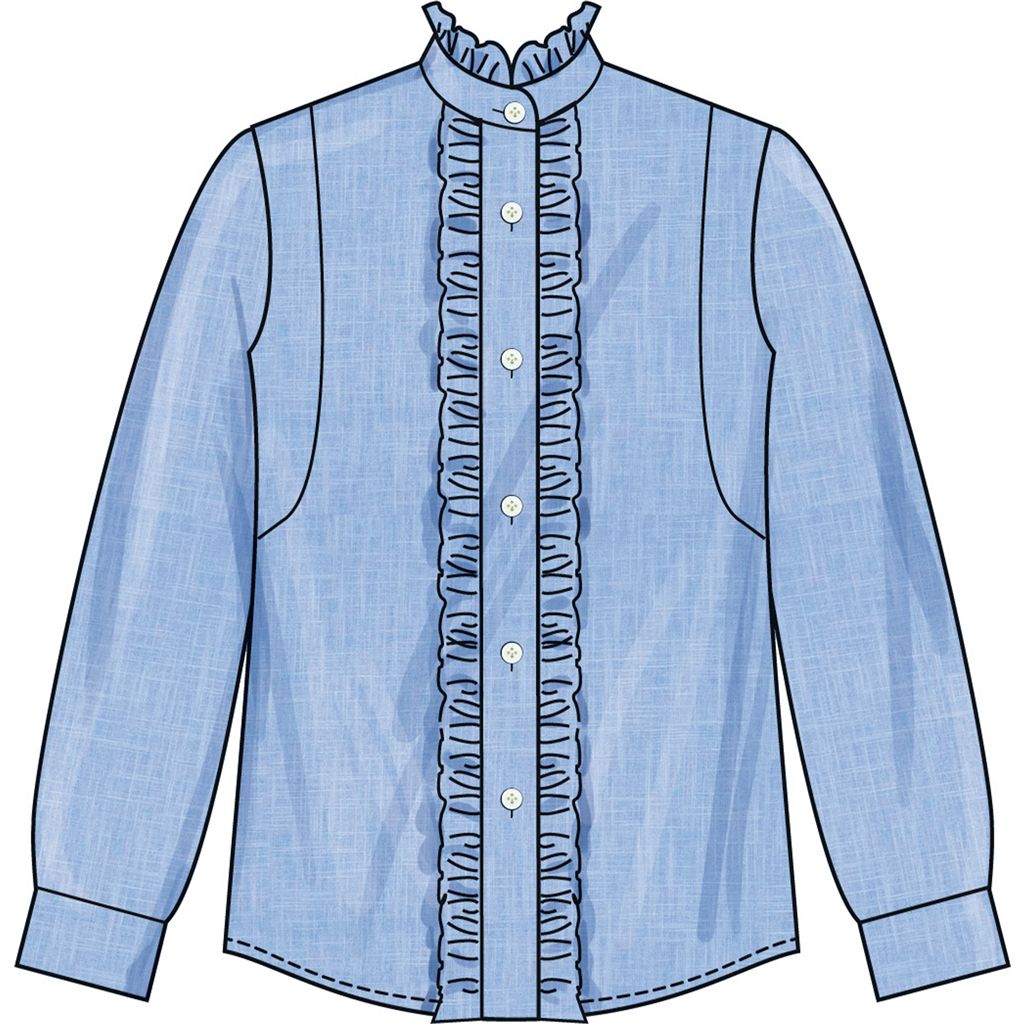 Simplicity Sewing Pattern S3134 Misses Ruffled Button Front Top with Sleeve Variations 3134 Image 4 From Patternsandplains.com