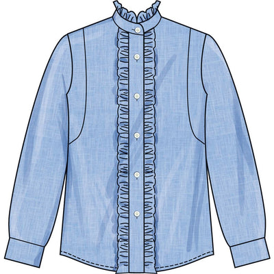 Simplicity Sewing Pattern S3134 Misses Ruffled Button Front Top with Sleeve Variations 3134 Image 4 From Patternsandplains.com